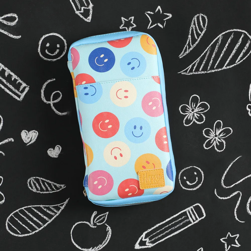 Happy Planner Super Happy pochette stickers zip smiley simili cuir