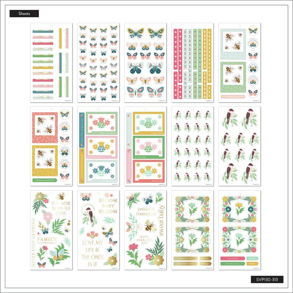 Happy Planner Big Butterflies and Blooms stickers 468 pièces