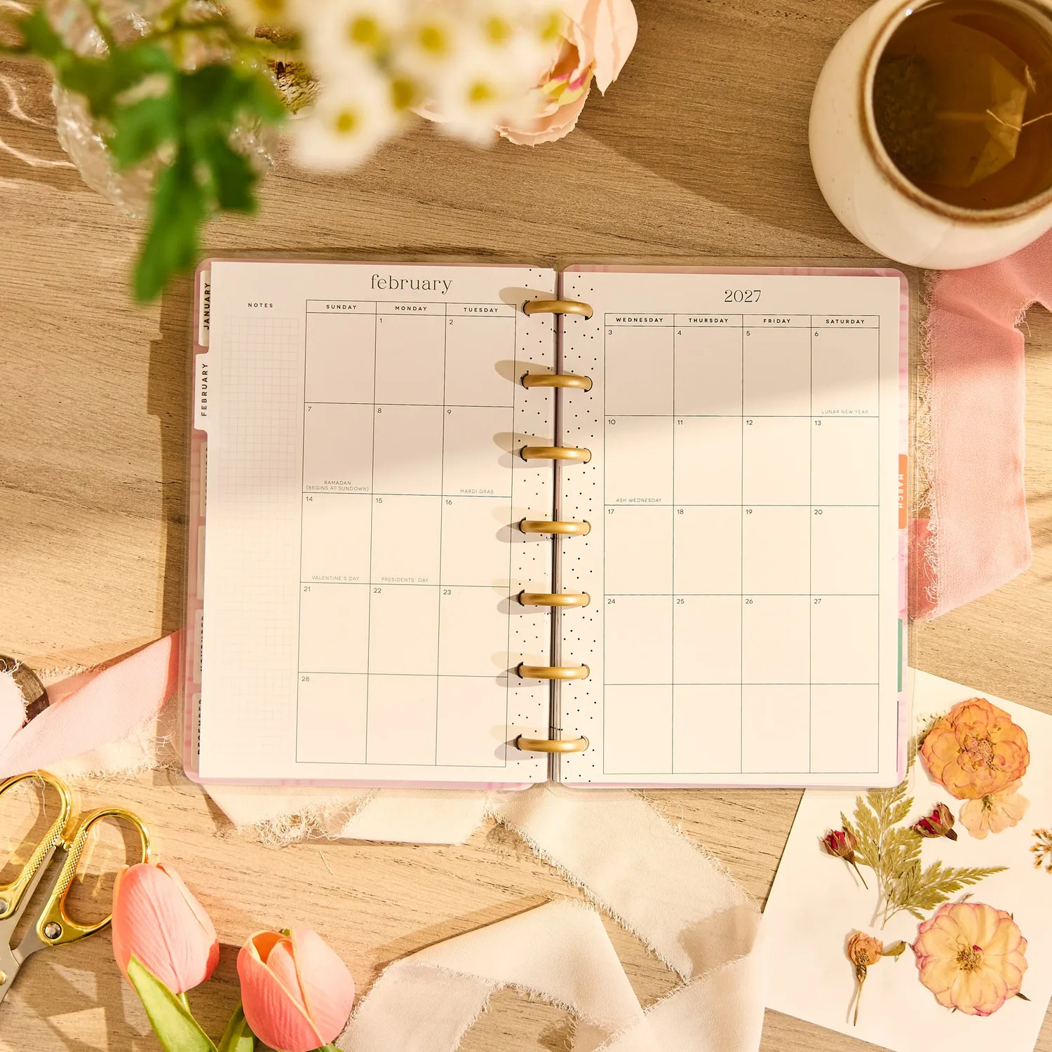 Happy Planner Floral Embrace 2026-2027 agenda Mini horizontal