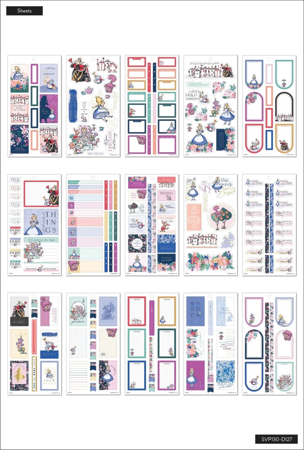 Happy Planner Disney Alice stickers féeriques 629 pièces