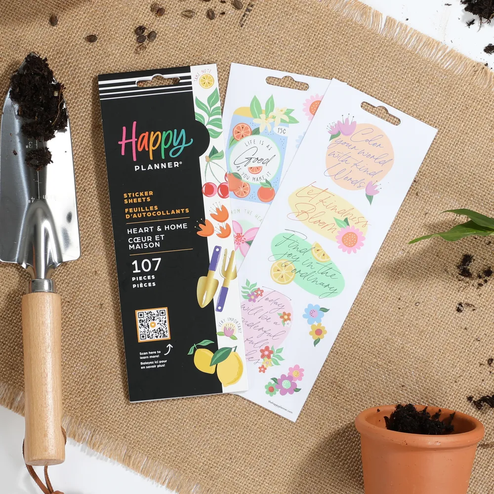 Happy Planner Heart & Home stickers 8 feuilles jardin