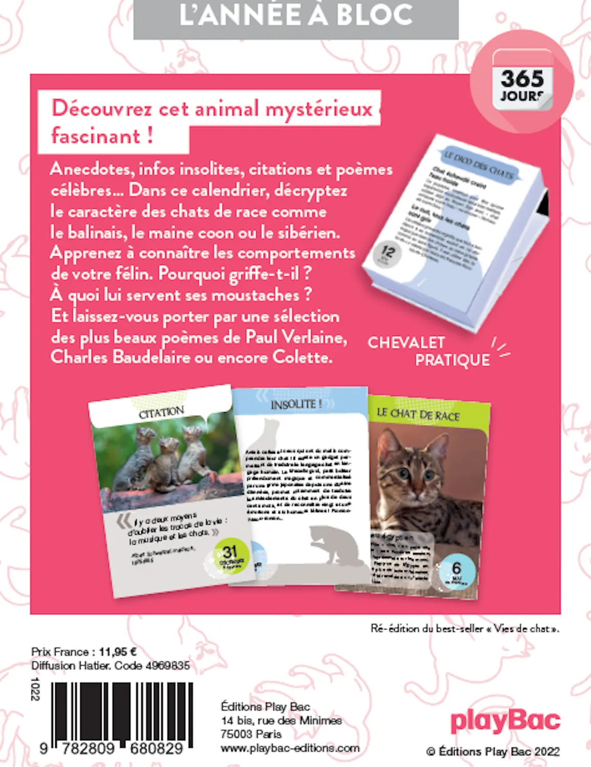 Frigobloc Amours de chats en 365 jours calendrier à bloc chats