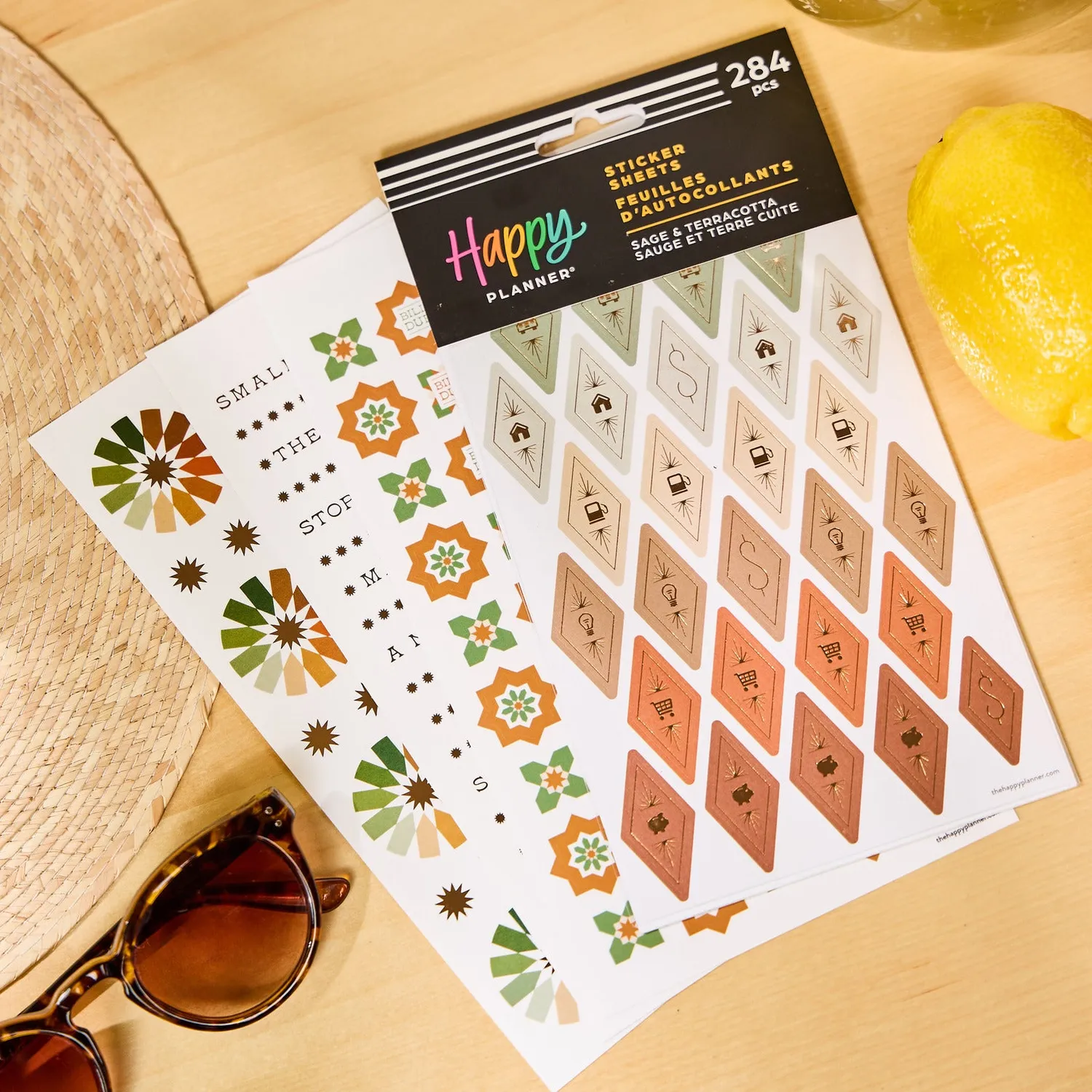 Happy Planner Sage & Terracotta stickers budget x10