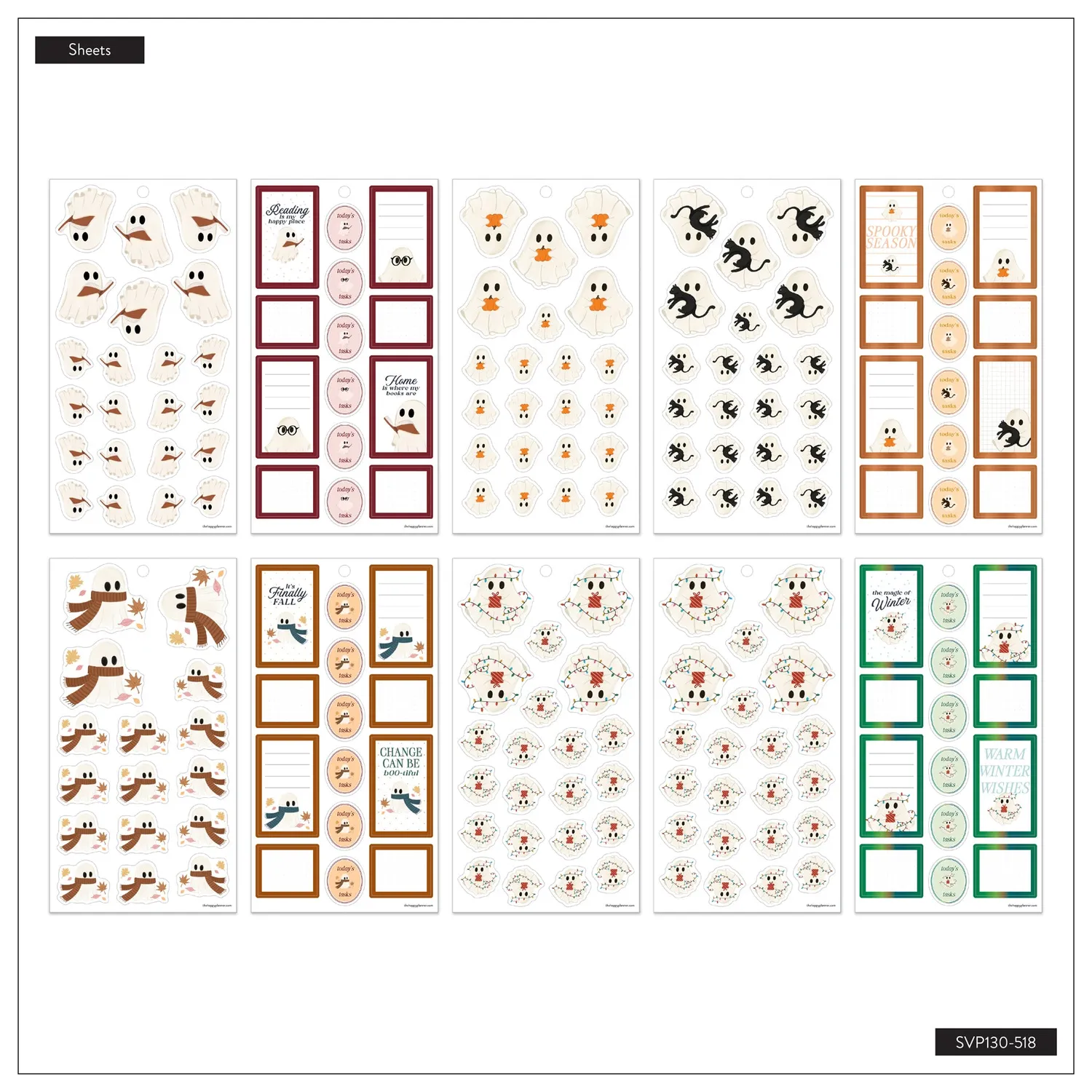 Happy Planner Ghosty Season stickers fantômes 30 feuilles