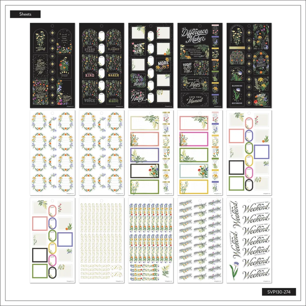 Happy Planner Grounded Magic Value Pack autocollants 539 botanique