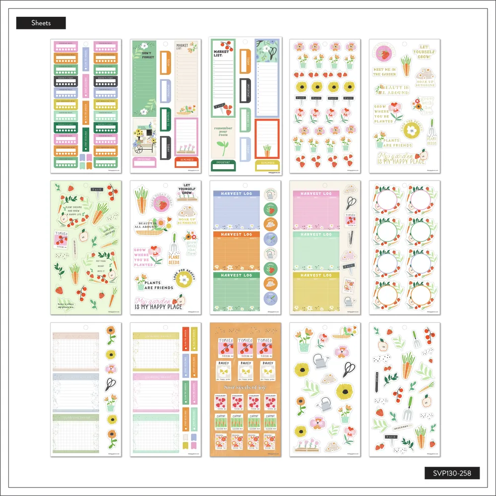 Happy Planner Gardening carnet stickers 30 planches jardin