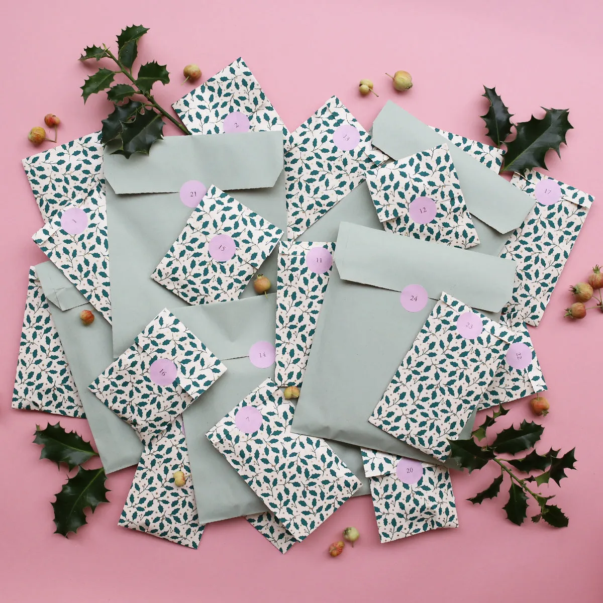 Kartotek Advent Numbers 1-24 stickers Noël feuille A4
