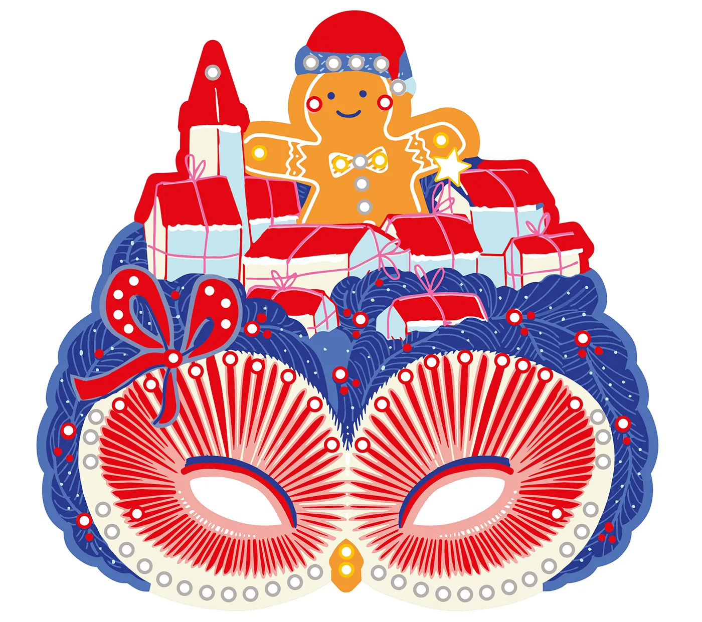 Frigobloc Mes masques Joyeux Noël kit créatif 5 masques strass