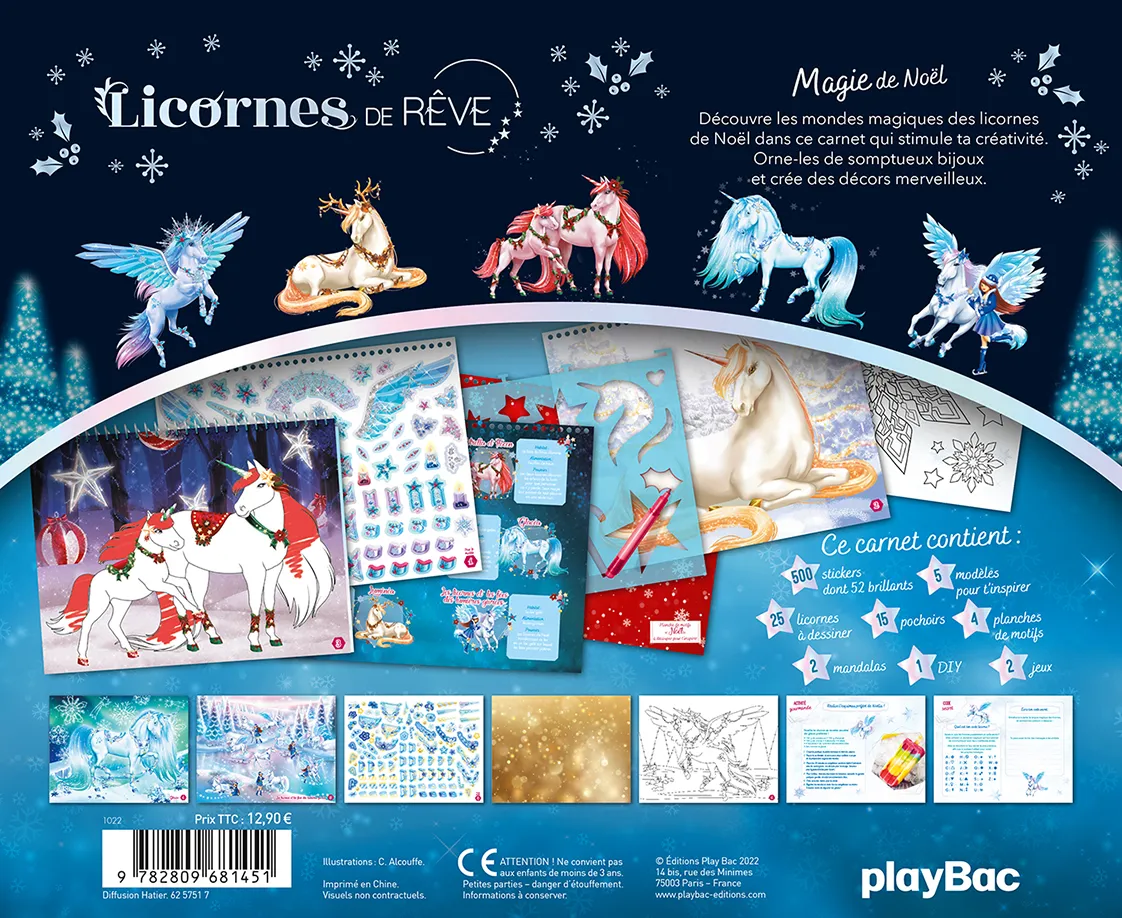 Frigobloc Licornes de Rêve Magie de Noël carnet créatif