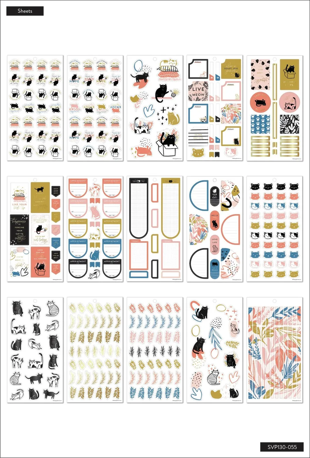 Happy Planner Modern Meow Value Pack autocollants 636 chat