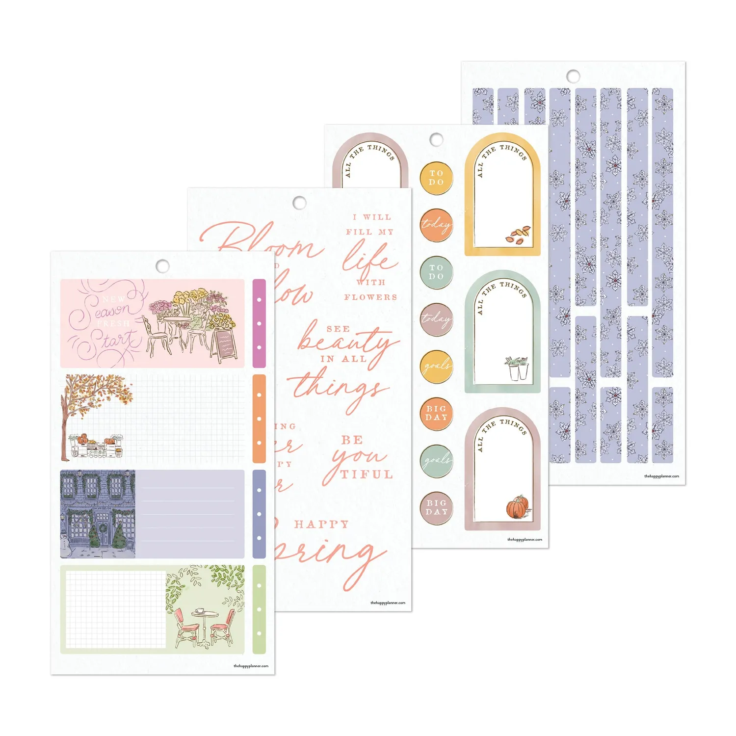 Happy Planner Seasonal Sidewalks stickers 30 planches 4 saisons