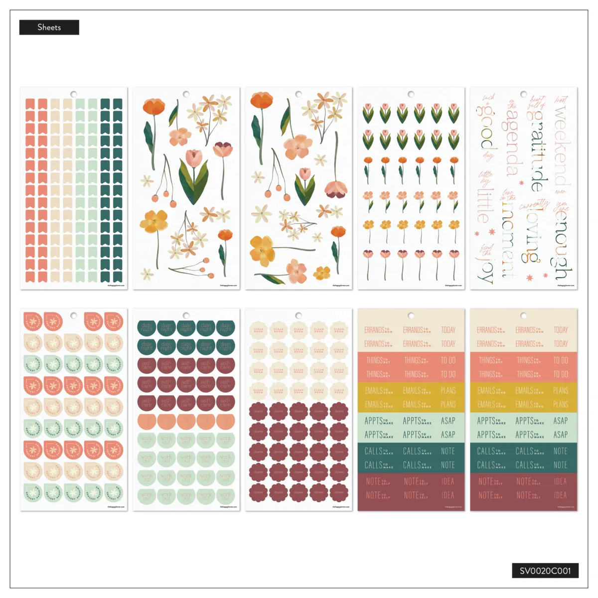 Happy Planner Pastel Canvas Parenting stickers famille 1122 pièces