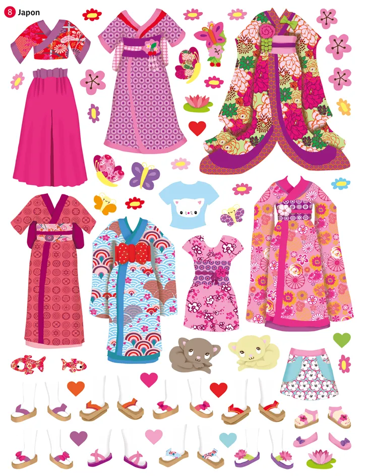Minimiki Robes du monde stickers 300 autocollants cultures
