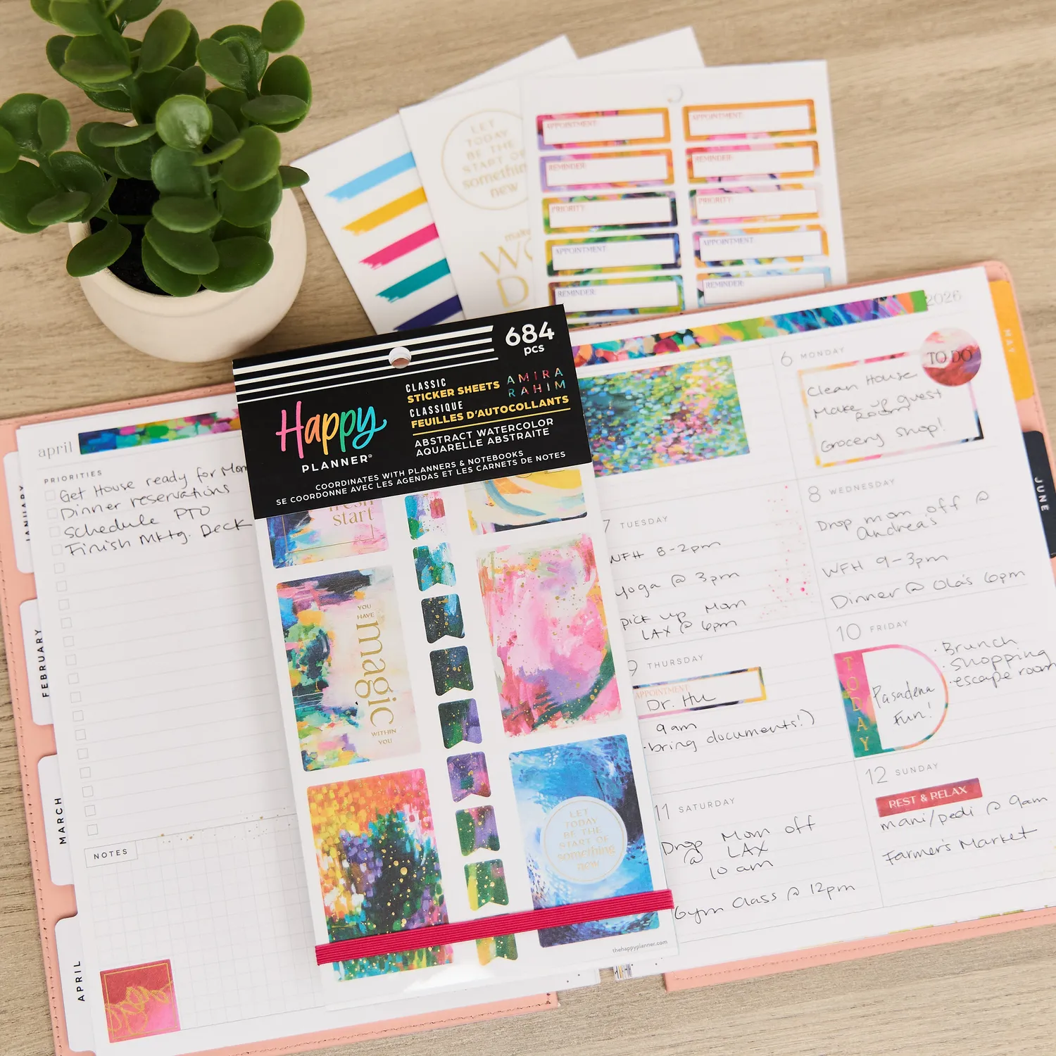 Happy Planner Abstract Watercolor stickers value pack 684
