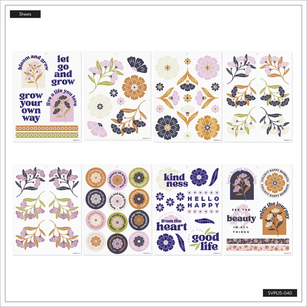Happy Planner Plum Happy stickers Large 185 pièces floral