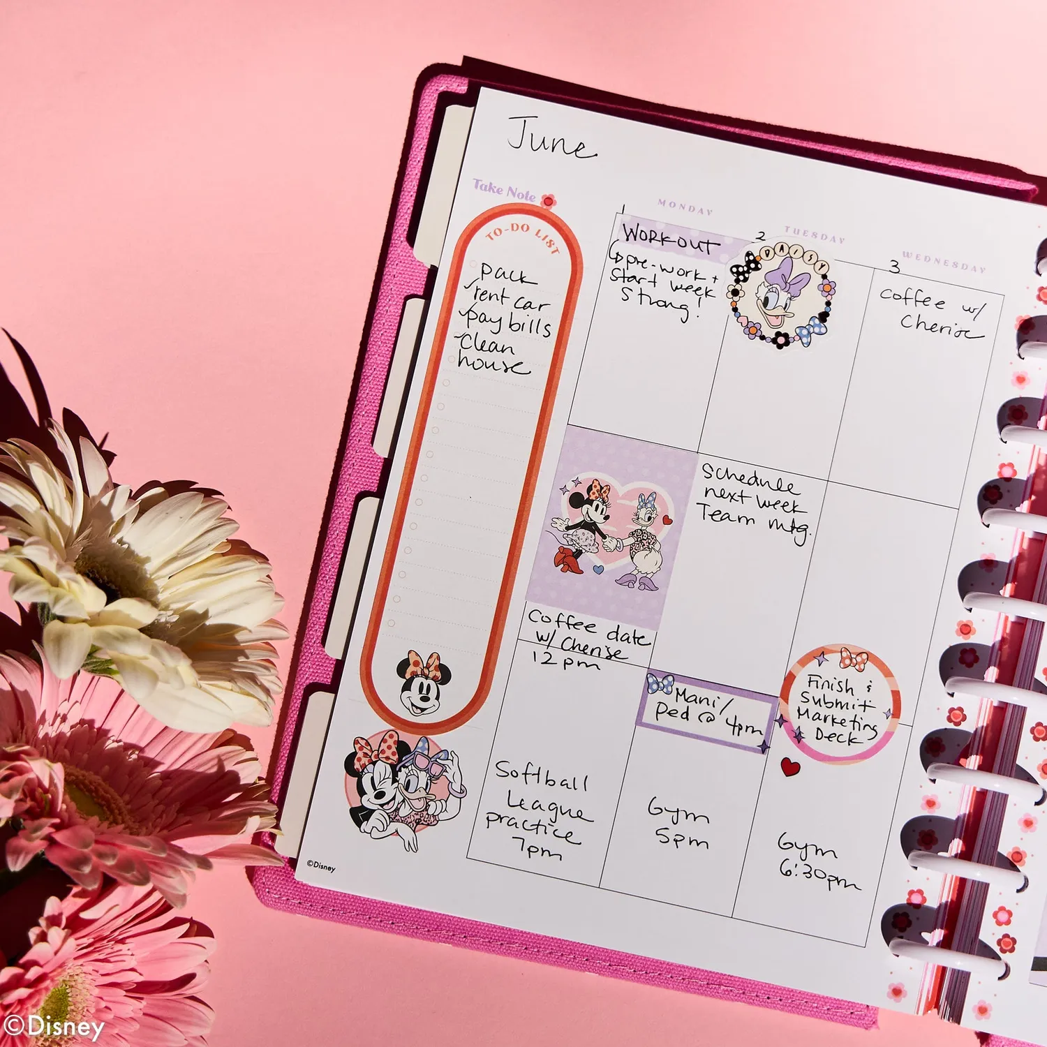 Happy Planner Minnie Bow agenda vertical non daté rose