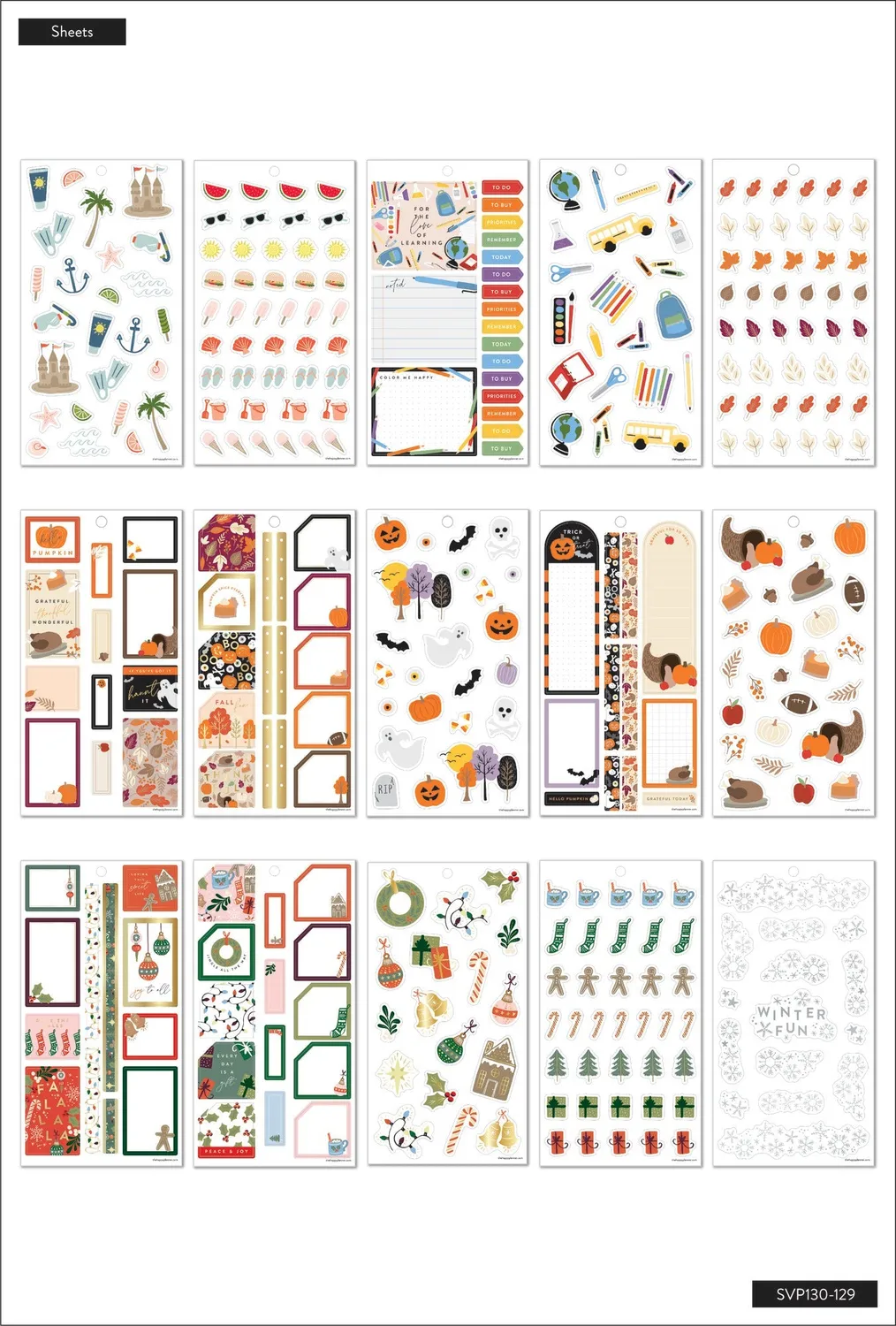 Happy Planner Cheerful Seasons stickers 608 pièces