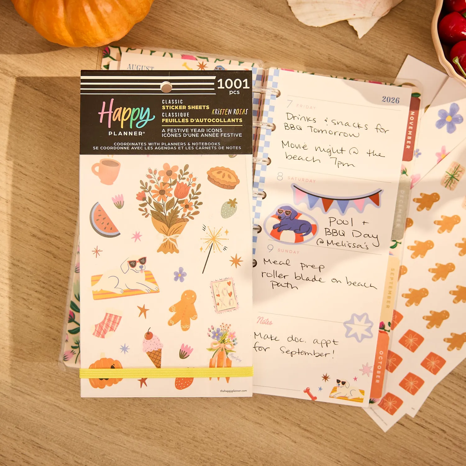 Happy Planner A Festive Year Icons stickers Classic 30 feuilles