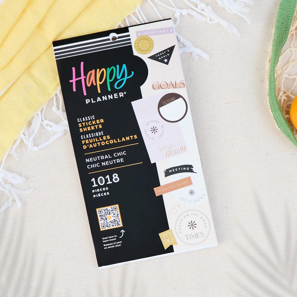 Happy Planner Neutral Chic stickers Classic 30 planches doré
