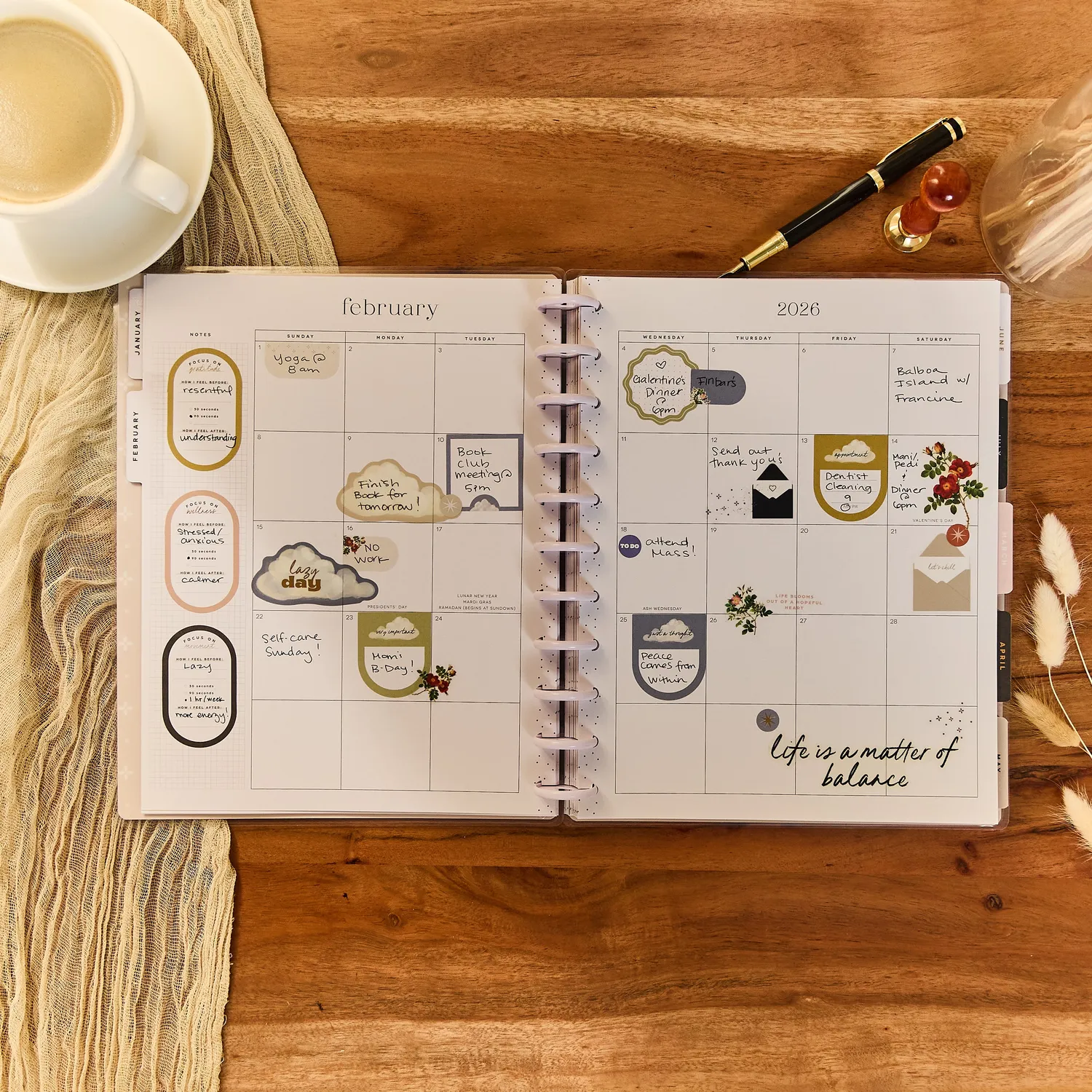 Happy Planner Uplifting Notes 2026 agenda big dashboard 12 mois