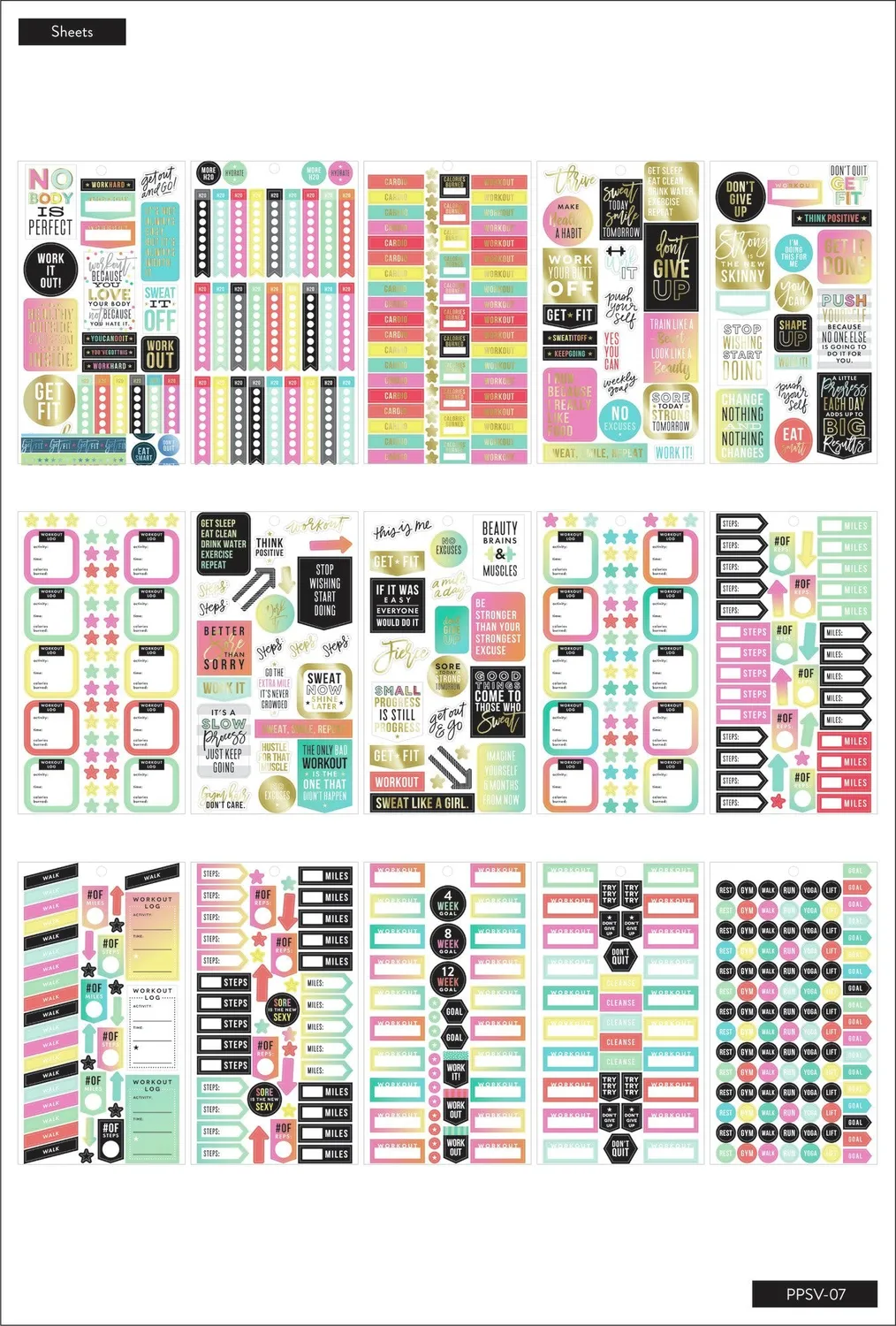 Happy Planner Work It Out stickers fitness 1475 sport