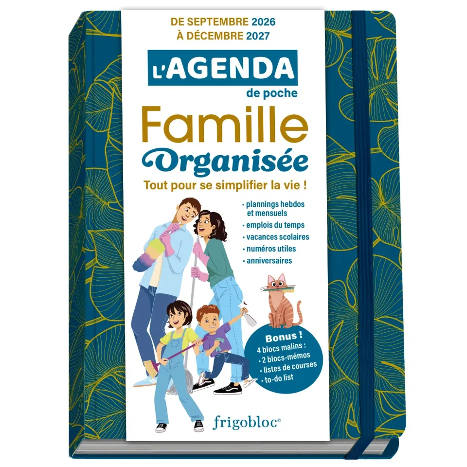 Frigobloc Agenda de poche 2027 famille bleu 16 mois