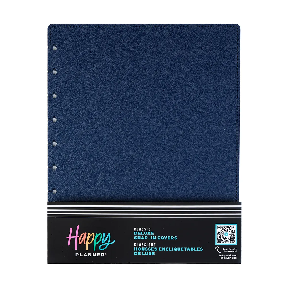 Happy Planner Midnight Blue couverture Classic simili cuir