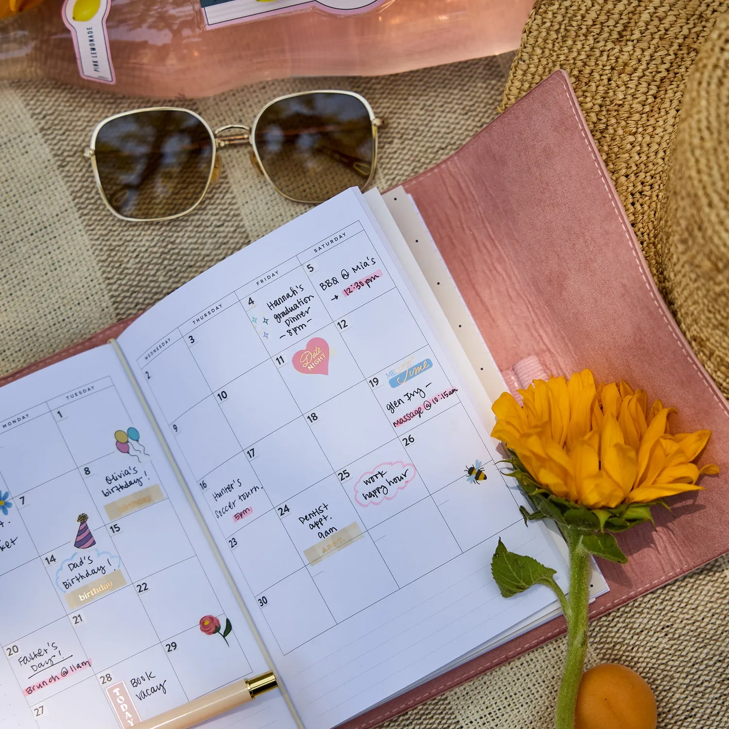 Happy Planner Blush Duo folio A5 non daté cuir vegan