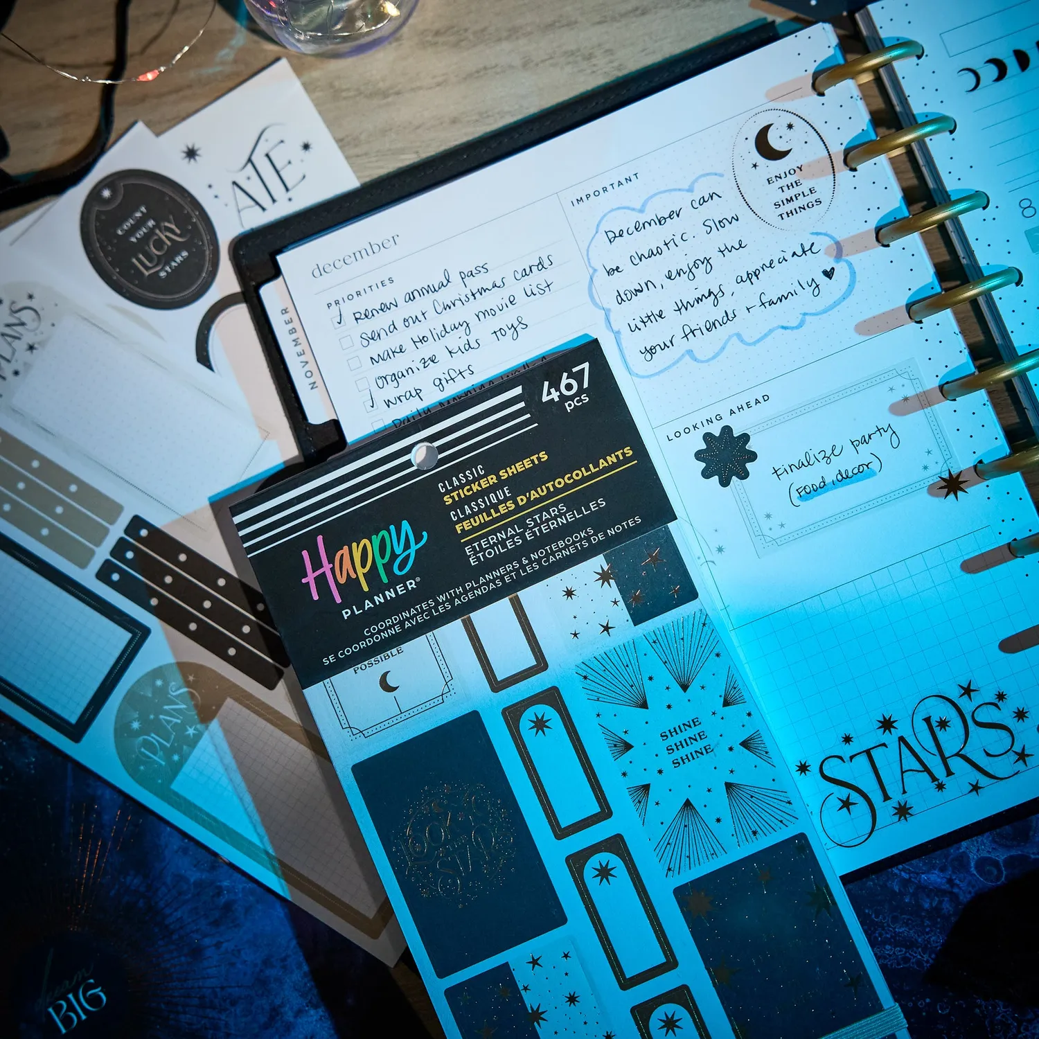 Happy Planner Eternal Stars stickers doré 30 feuilles