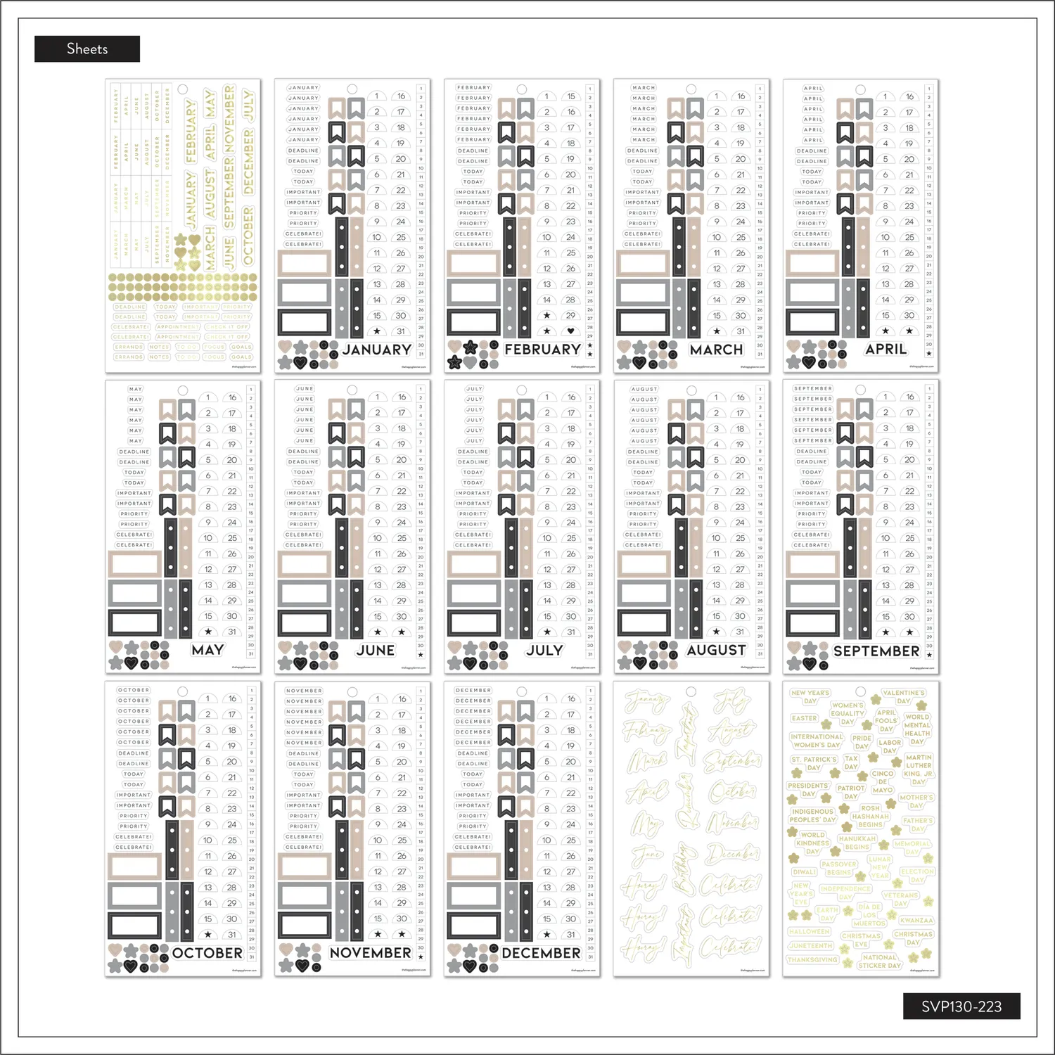 Me & my big ideas Essential Dates Value Pack stickers 30 planches chiffres