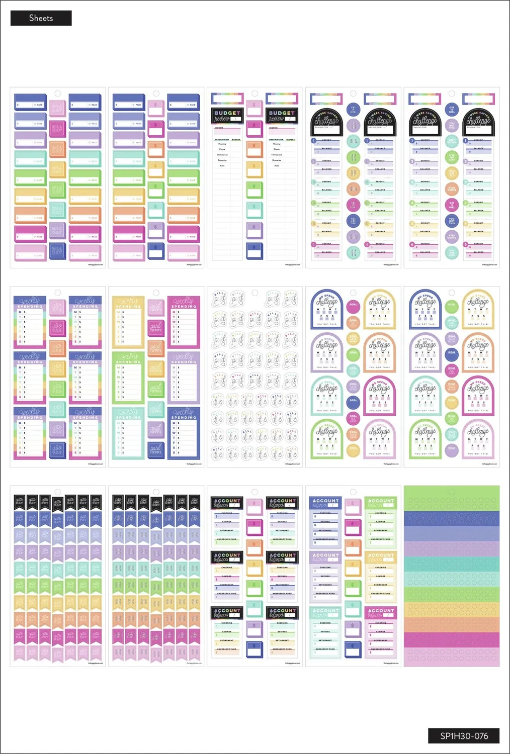 Happy Planner Budget Goals stickers budget 1411 pièces