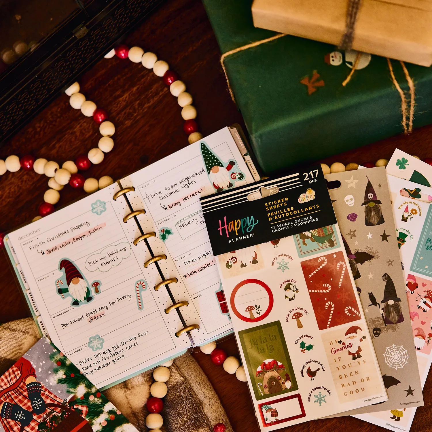 Happy Planner Seasonal Gnomes 10 planches autocollants saisons