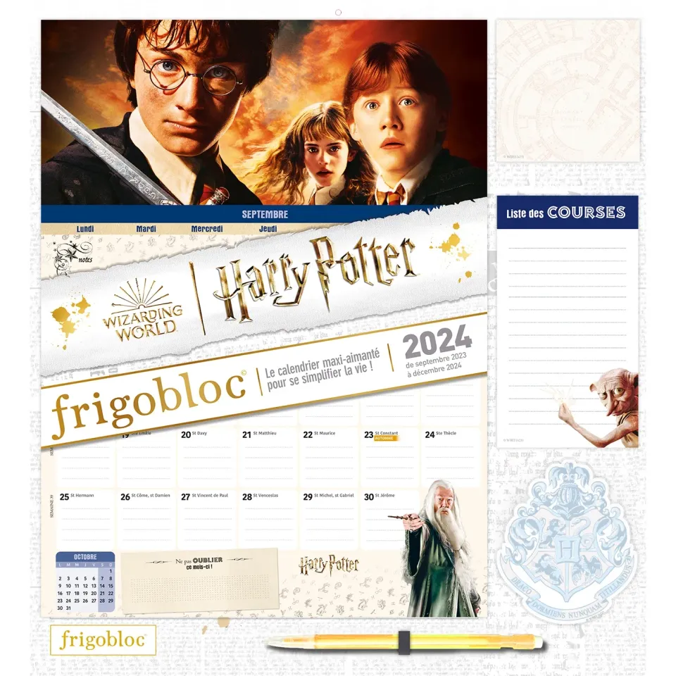 Frigobloc Mensuel 2024 Harry Potter calendrier familial 16 mois