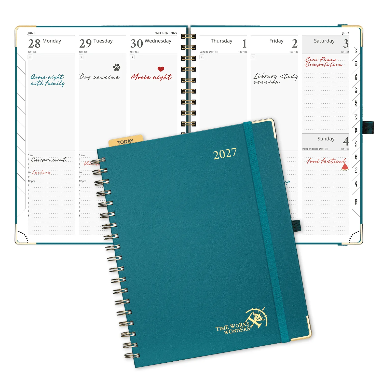 Poprun WEHB5-27 agenda hebdomadaire 20x25 cm vert pacifique
