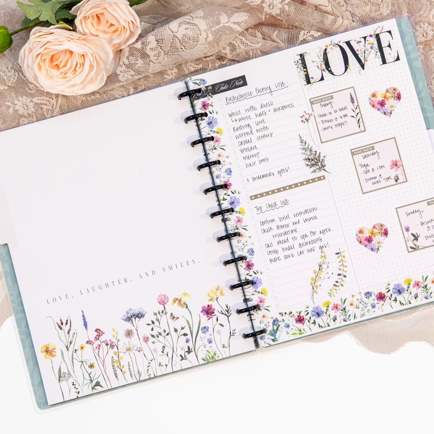 Happy Planner Happy Notes Blooming Romance Wedding carnet 60 feuilles