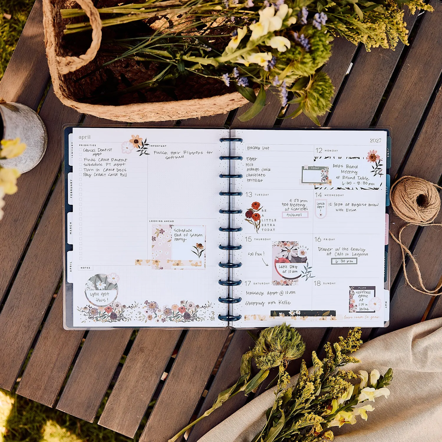 Happy Planner Wildflower Daydream 2027 agenda Big dashboard floral