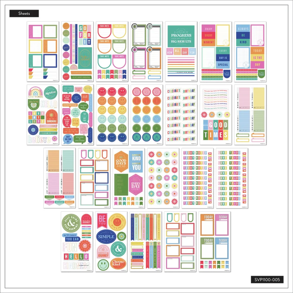 Happy Planner Essentials Mega Value Pack autocollants 100 feuilles vives