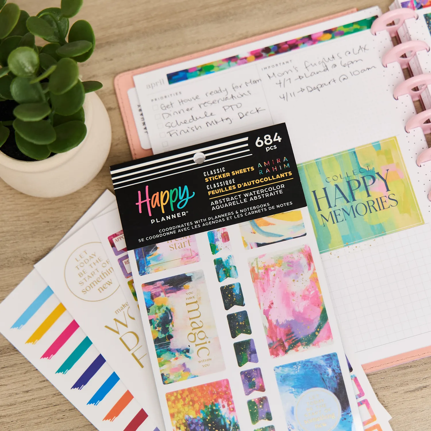 Happy Planner Abstract Watercolor stickers value pack 684