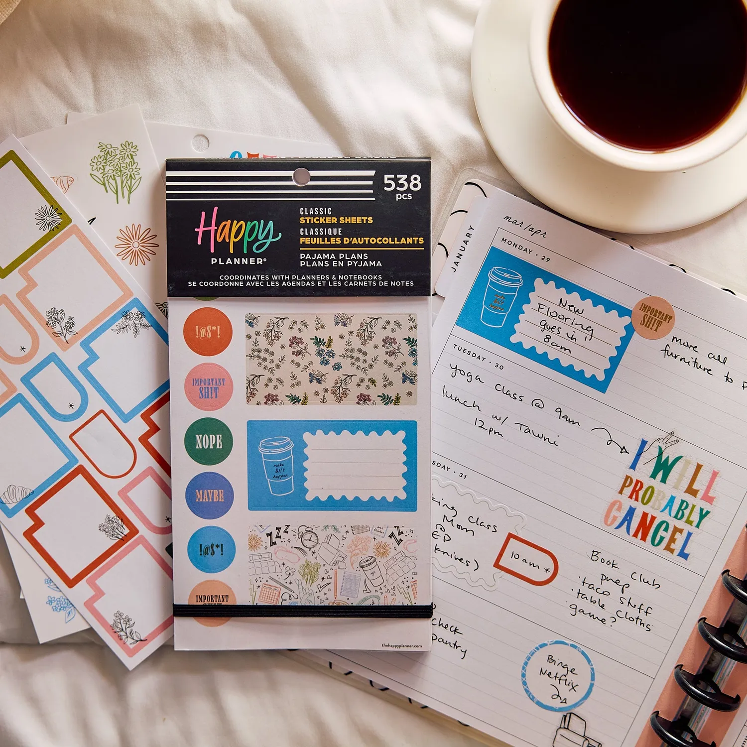 Happy Planner Pajama Plans Value Pack stickers classic