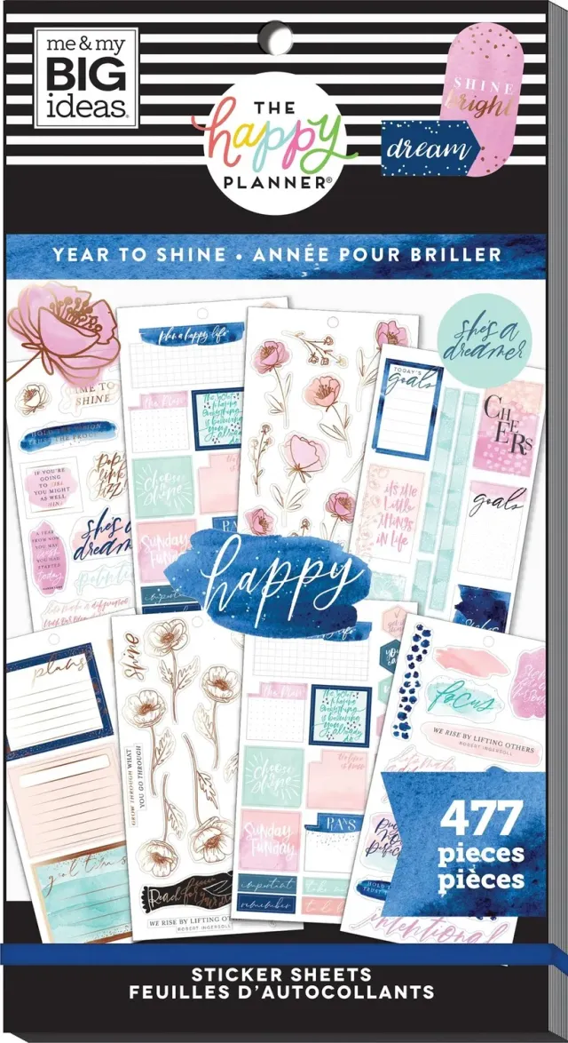 Happy Planner Year to Shine stickers objectifs value pack 477 pièces