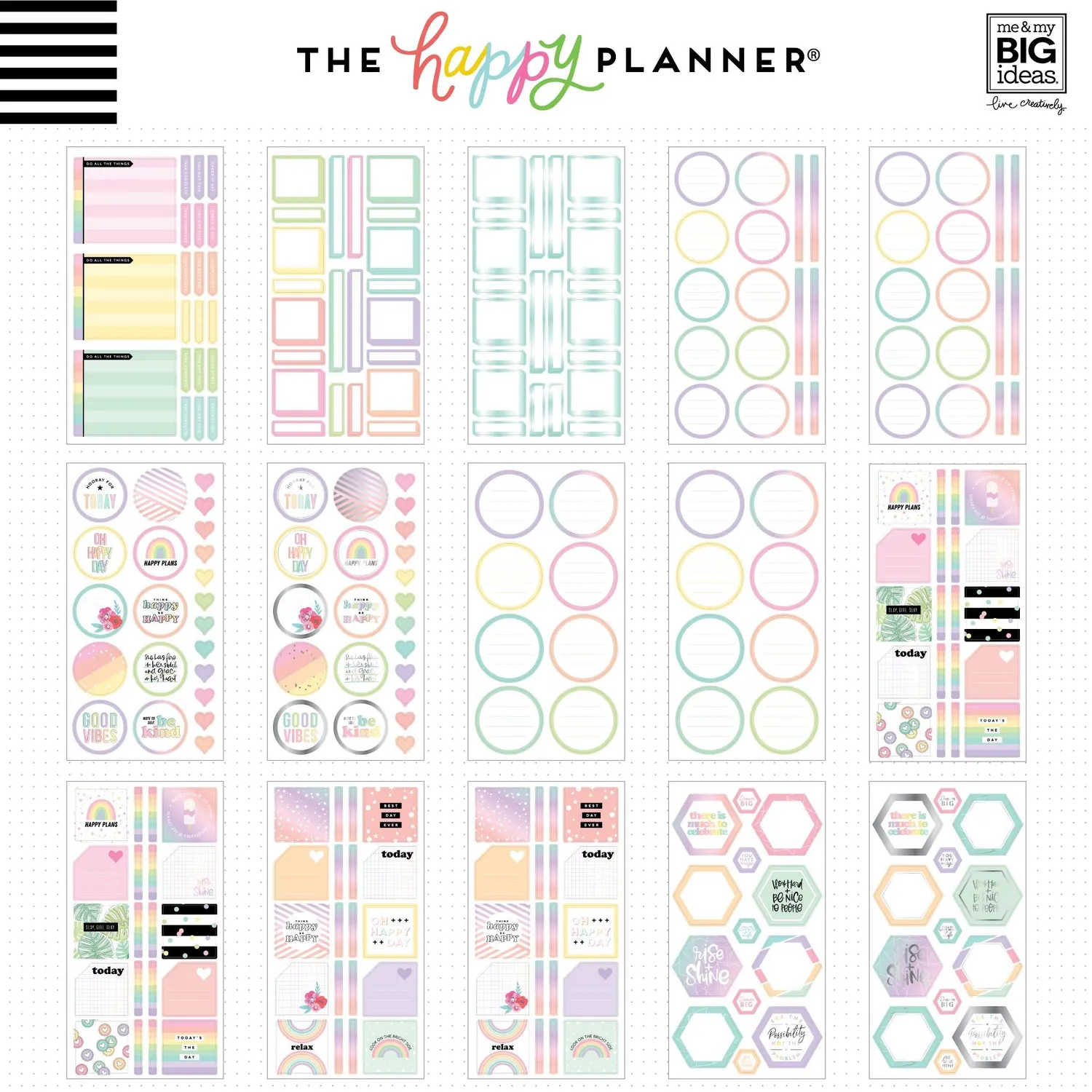 Happy Planner Value Pack stickers Pastels 100 feuilles