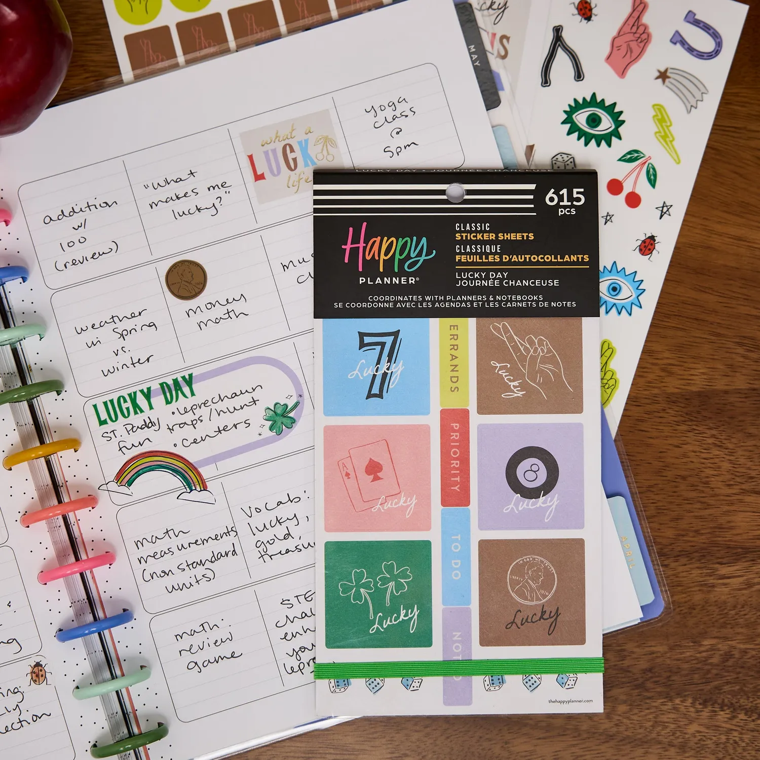 Happy Planner Lucky Day stickers 30 planches porte-bonheur