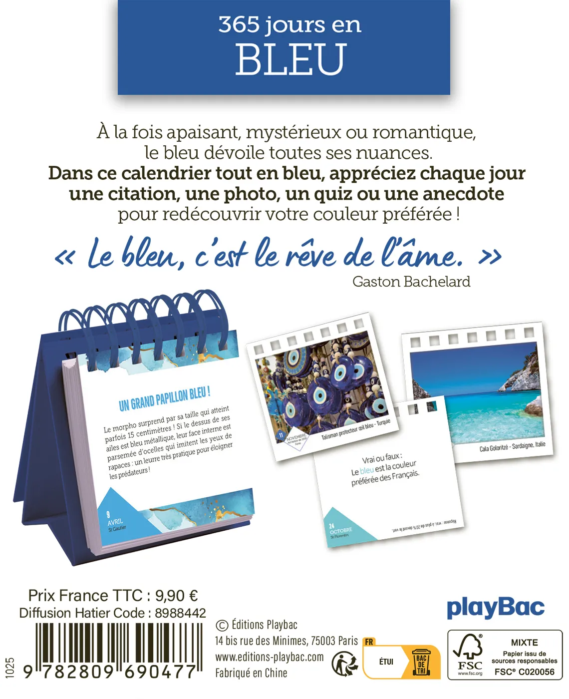Frigobloc 365 jours en bleu calendrier citations à effeuiller