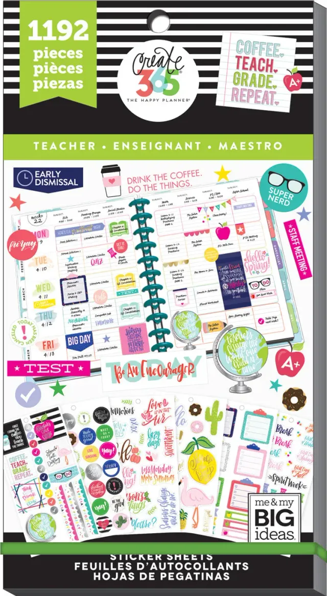 Happy Planner Sweet Life BIG Teacher stickers 1192 foil doré