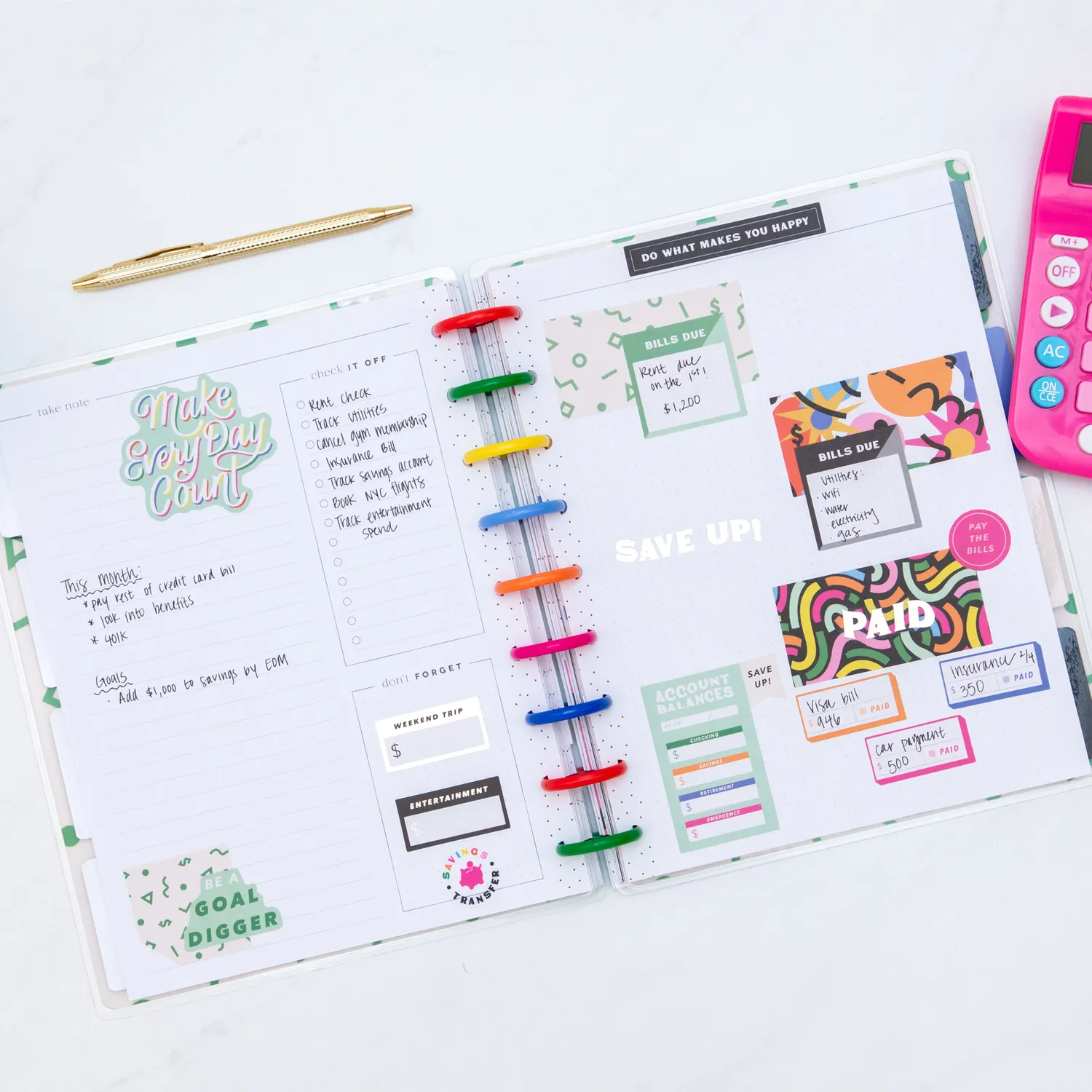 Happy Planner Big Dollar Energy agenda budget Classic non daté