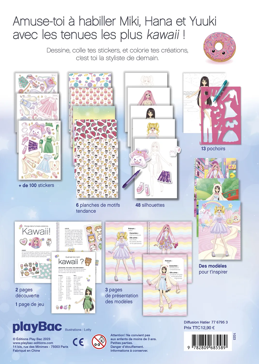 Frigobloc Je crée ma mode cahier Kawaii 2026 stickers