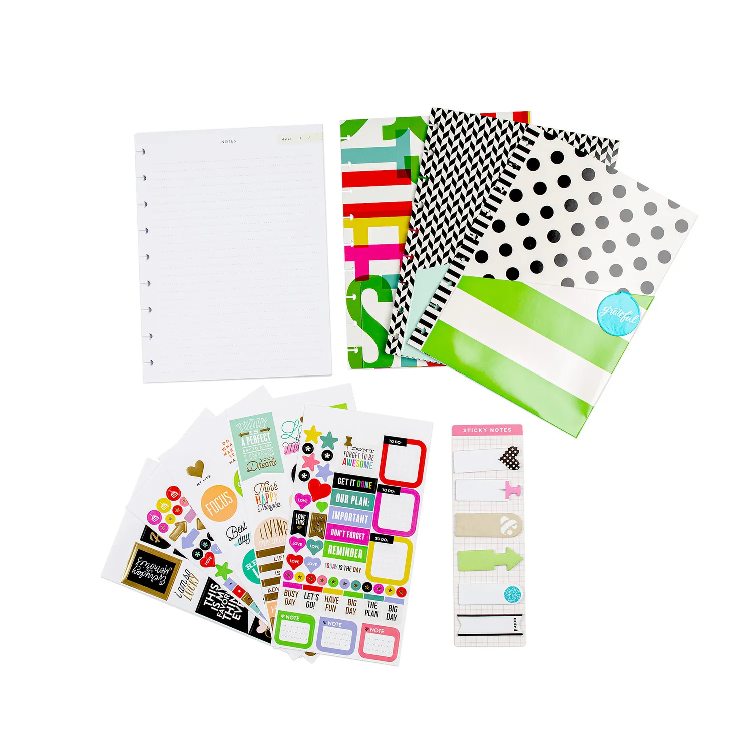 Happy Planner Classic pack accessoires Grateful 356 pièces pois