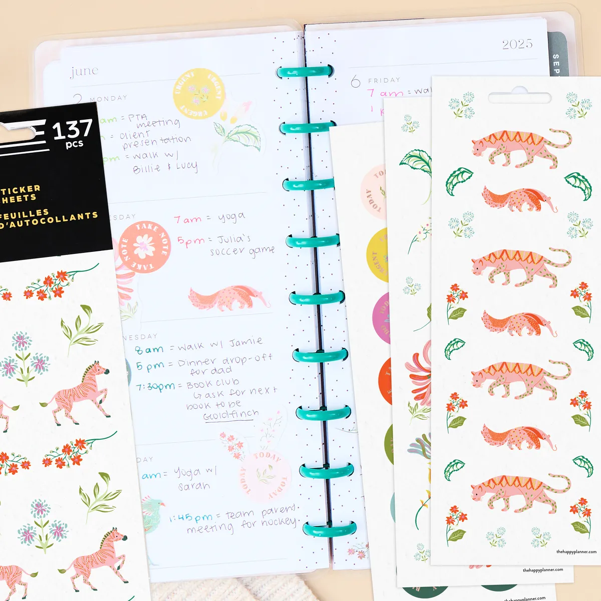 Happy Planner Lush Linens stickers 8 planches botanique