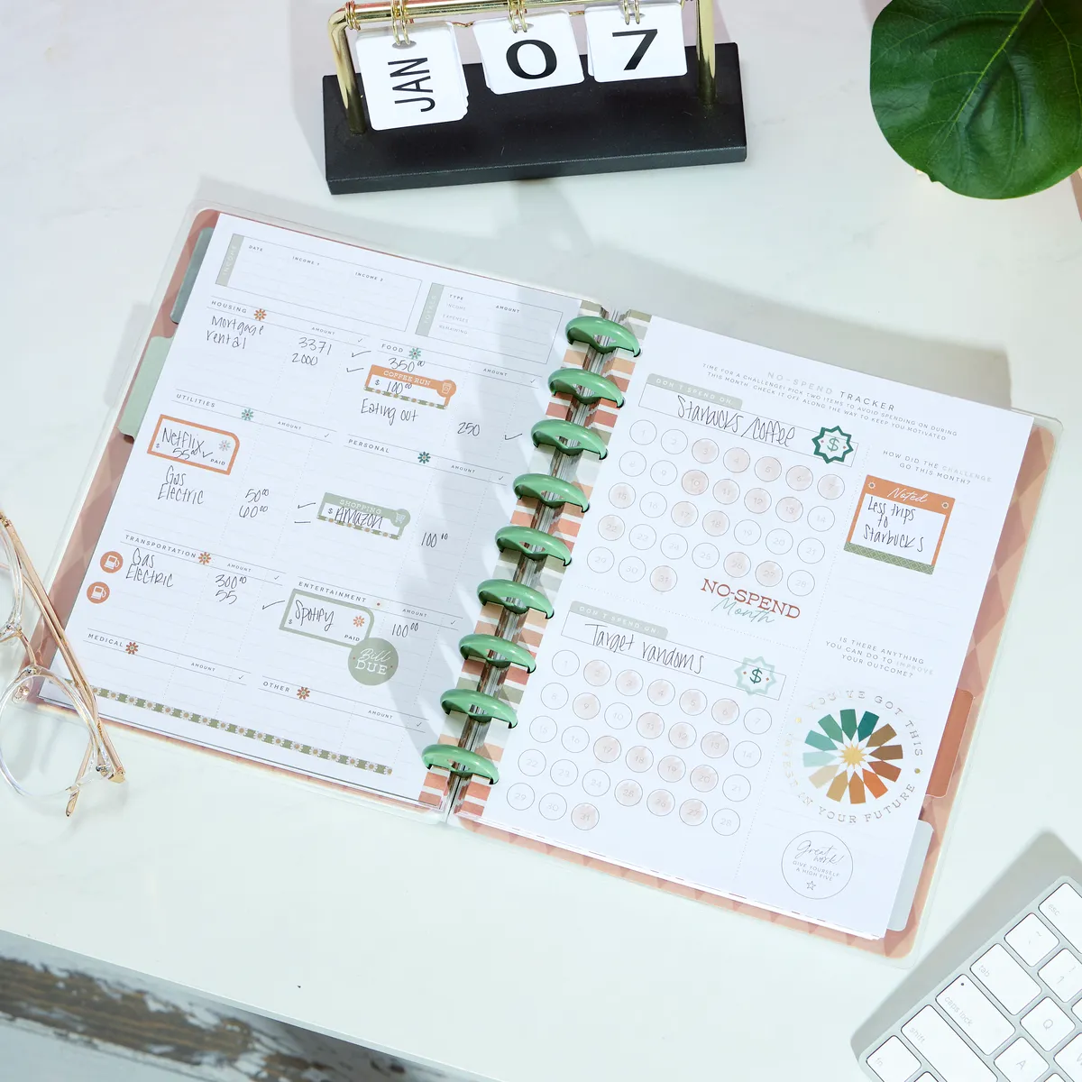Happy Planner Reflect & Grow Classic journal budget guidé 80 feuilles