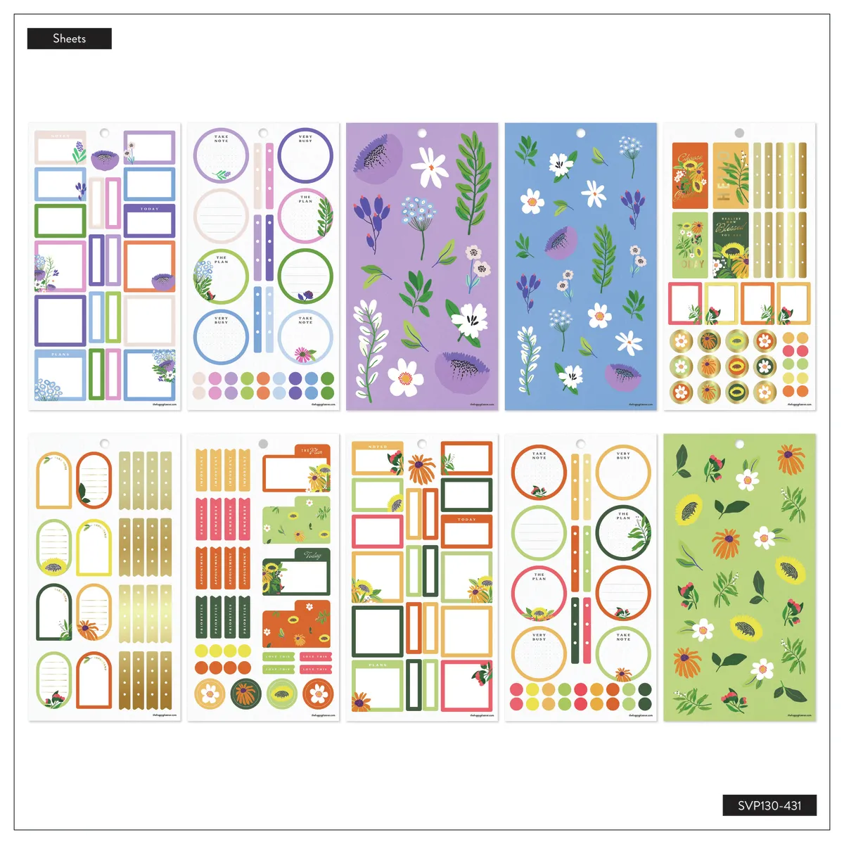 Happy Planner Brilliant Blooms Mini autocollants 811 floral